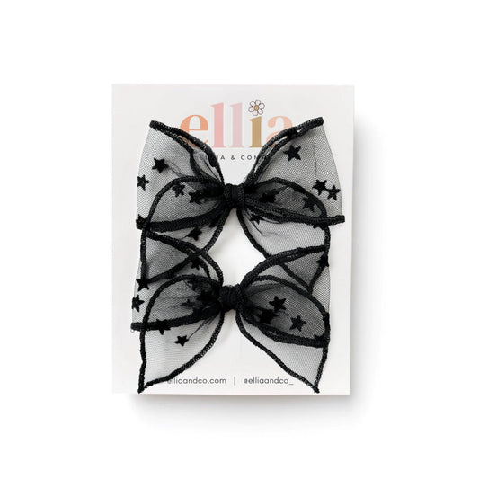 Black Tulle Stars - Mini Fairytale Piggie Clips