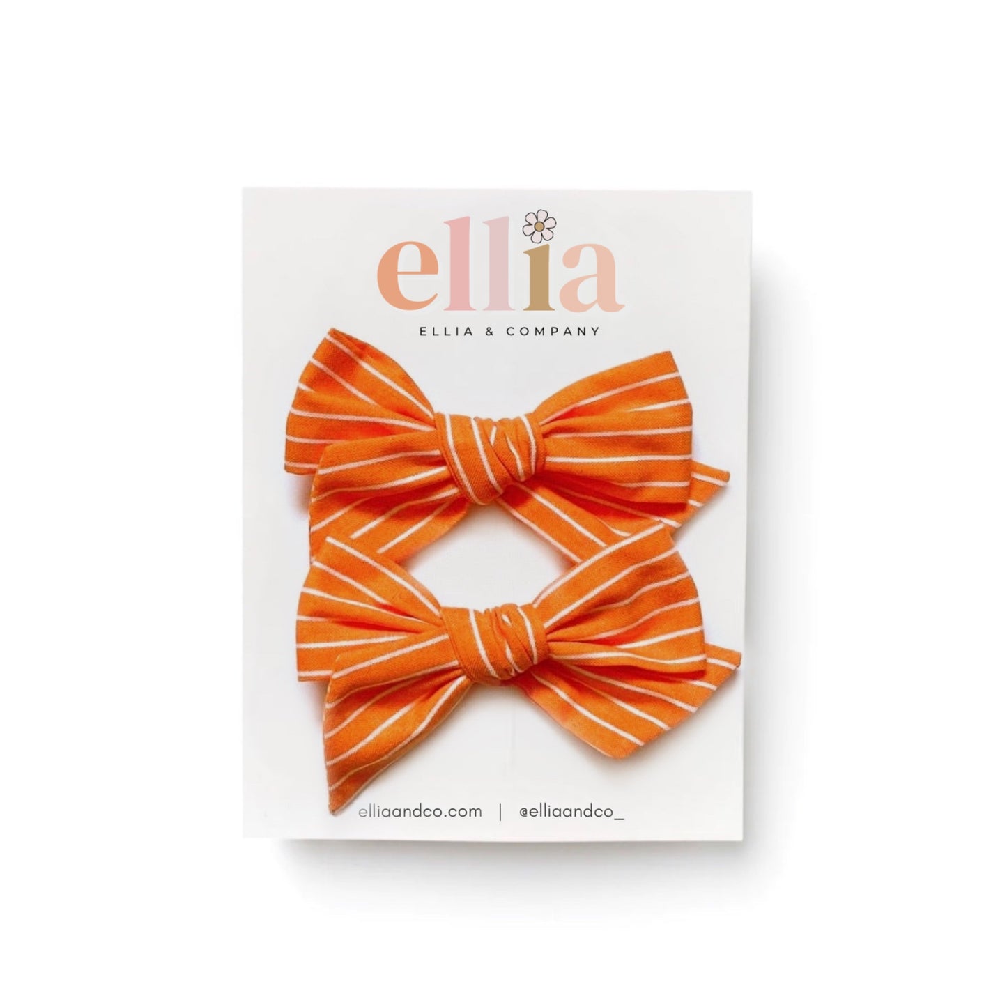 Pumpkin & White Stripe - Mini Twirl Piggie Clips