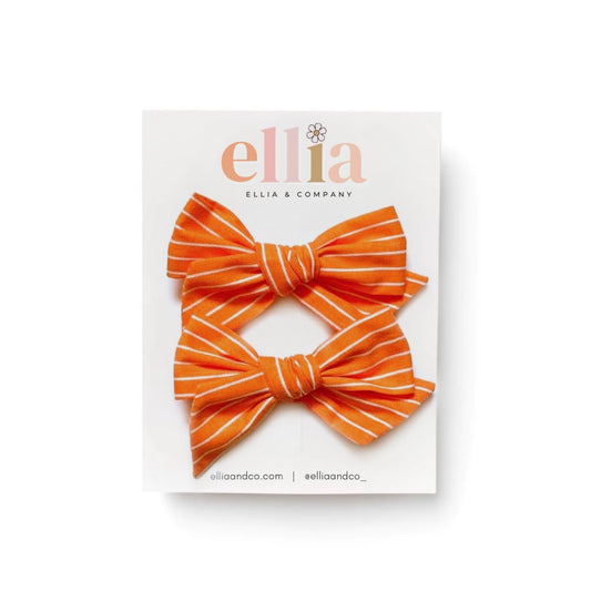 Pumpkin & White Stripe - Mini Twirl Piggie Clips