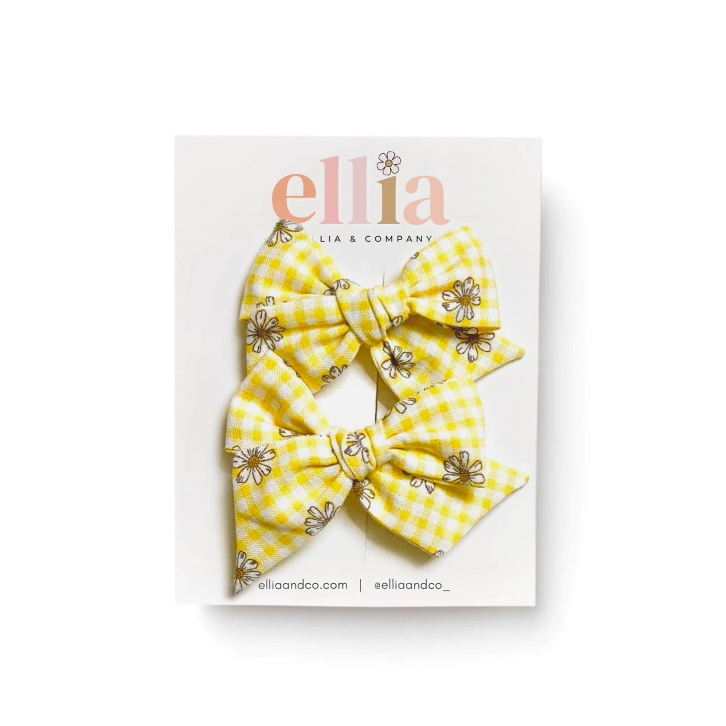 Yellow Gingham Daisies - Mini Twirl Piggie Clips