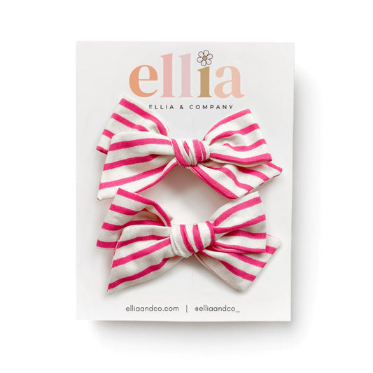 Hot Pink Stripe - Mini Twirl Piggie Clips