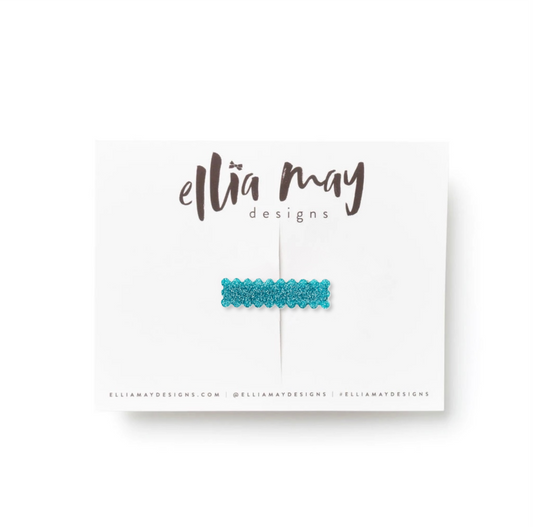 Glitter Teal - Mini Scalloped Bar Clip