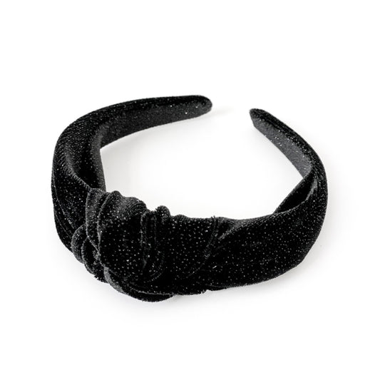 Black Glitter Velvet - Knot Headband