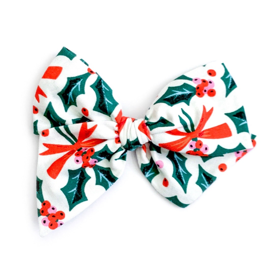 Large Christmas Holly on White - Oversized Twirl