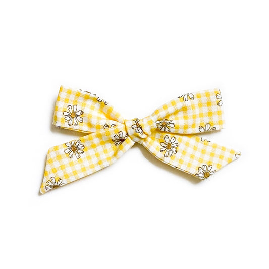 Yellow Gingham Daisies - Oversized Knot