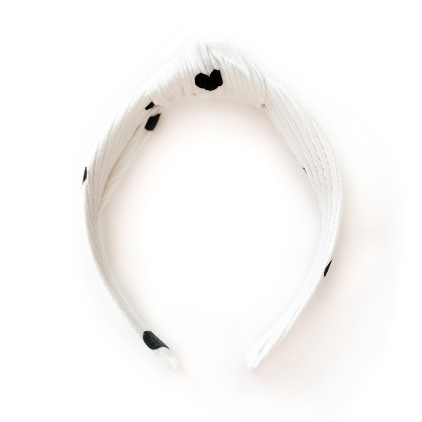 Ribbed Black & White Hearts - Knot Headband