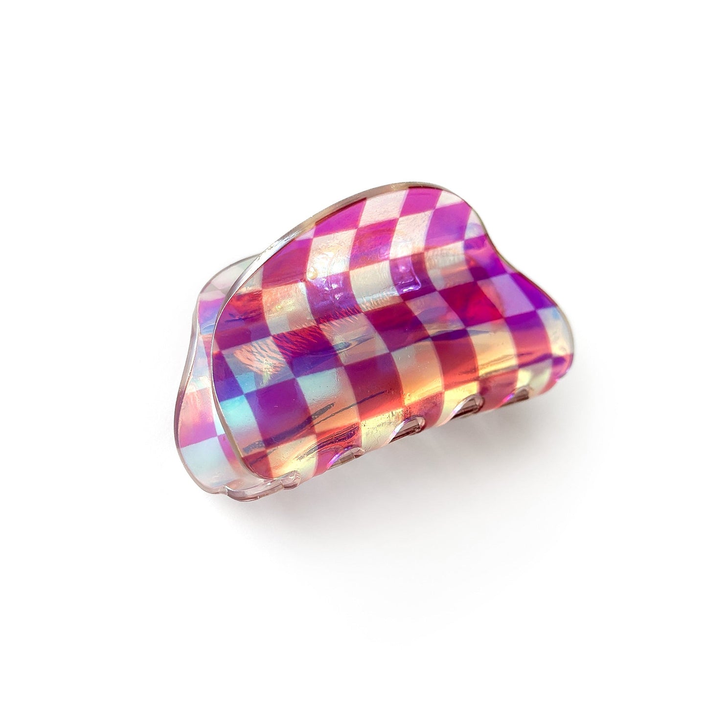 Fuchsia Iridescent Checkerboard - Claw Clip