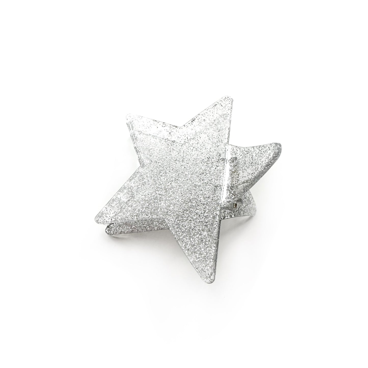 Silver Glitter Giant Star - Claw Clip