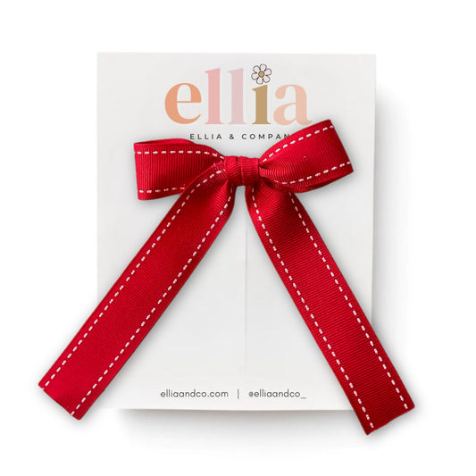 Red Ticking Stripe - Ribbon Eras Bow