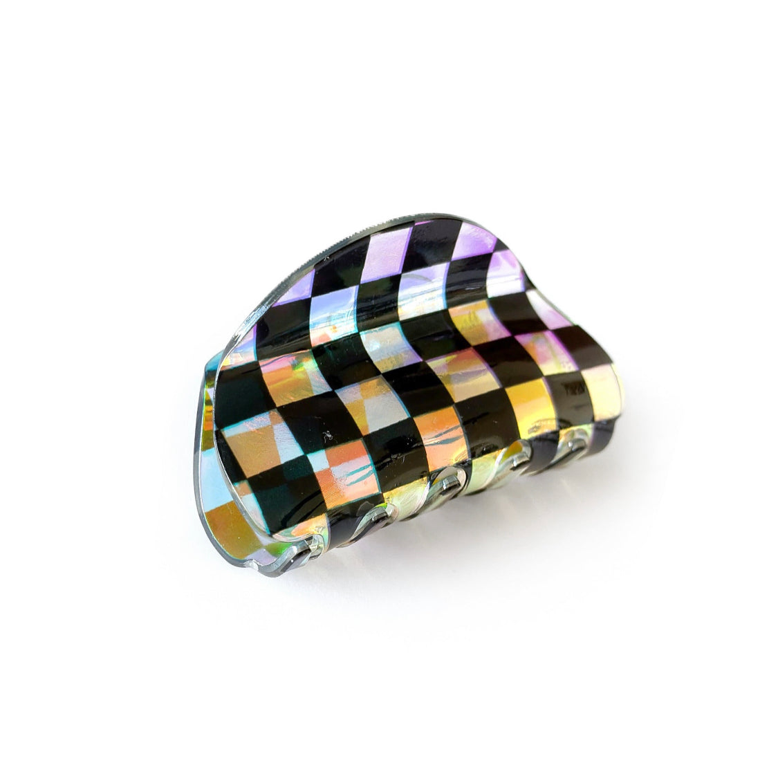 Black Iridescent Checkerboard - Claw Clip