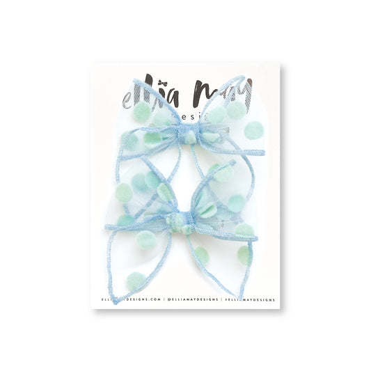 Robins Egg Tulle Dot - Mini Fairytale Piggie Clips
