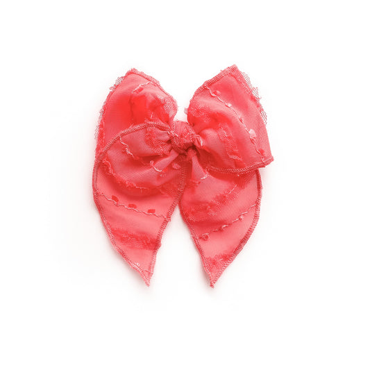 Coral Ruffled Clip Dot - Medium Fairytale