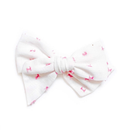 White & Pink Clip Dot - Oversized Twirl