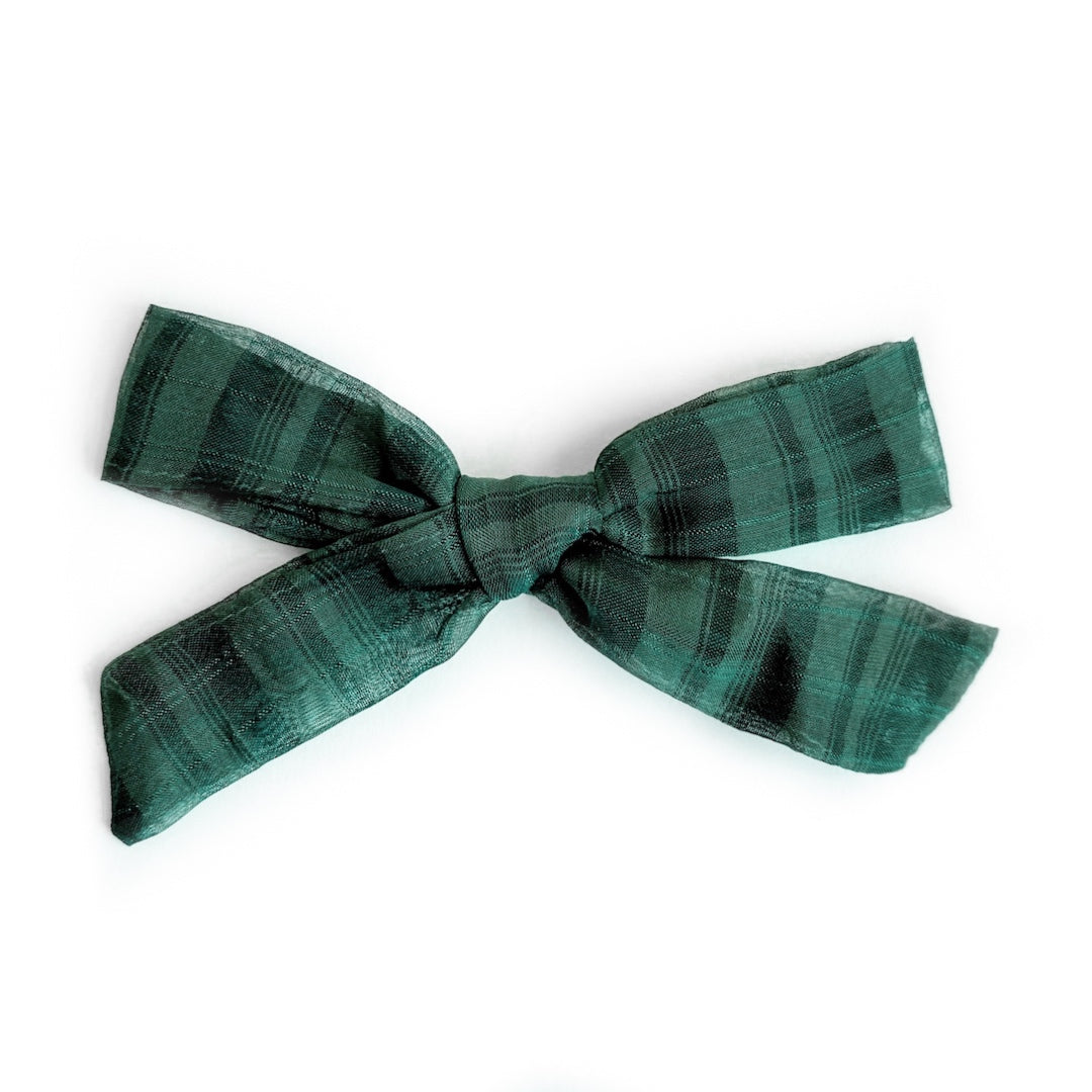 Evergreen Plaid Georgette  - Oversized Knot