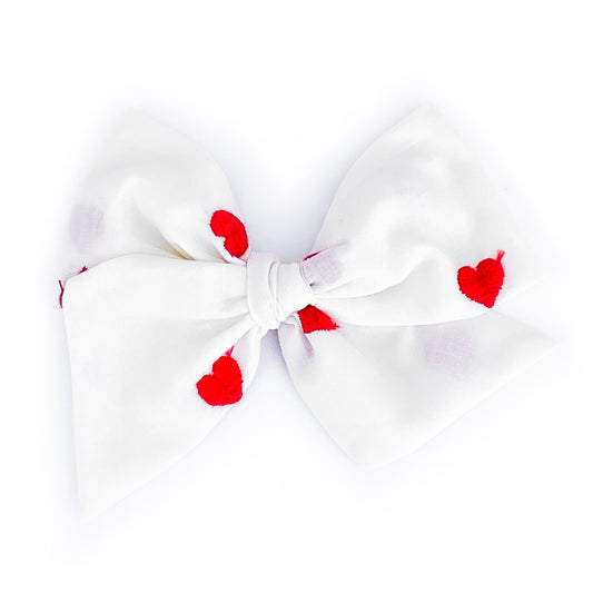 Embroidered Red Hearts - Oversized Twirl