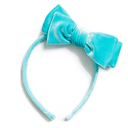 Teal Blue Velvet - Big Girl Headband